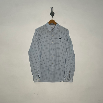 Timberland Men's Dress Shirt Sky Blue & Black Floral #3422