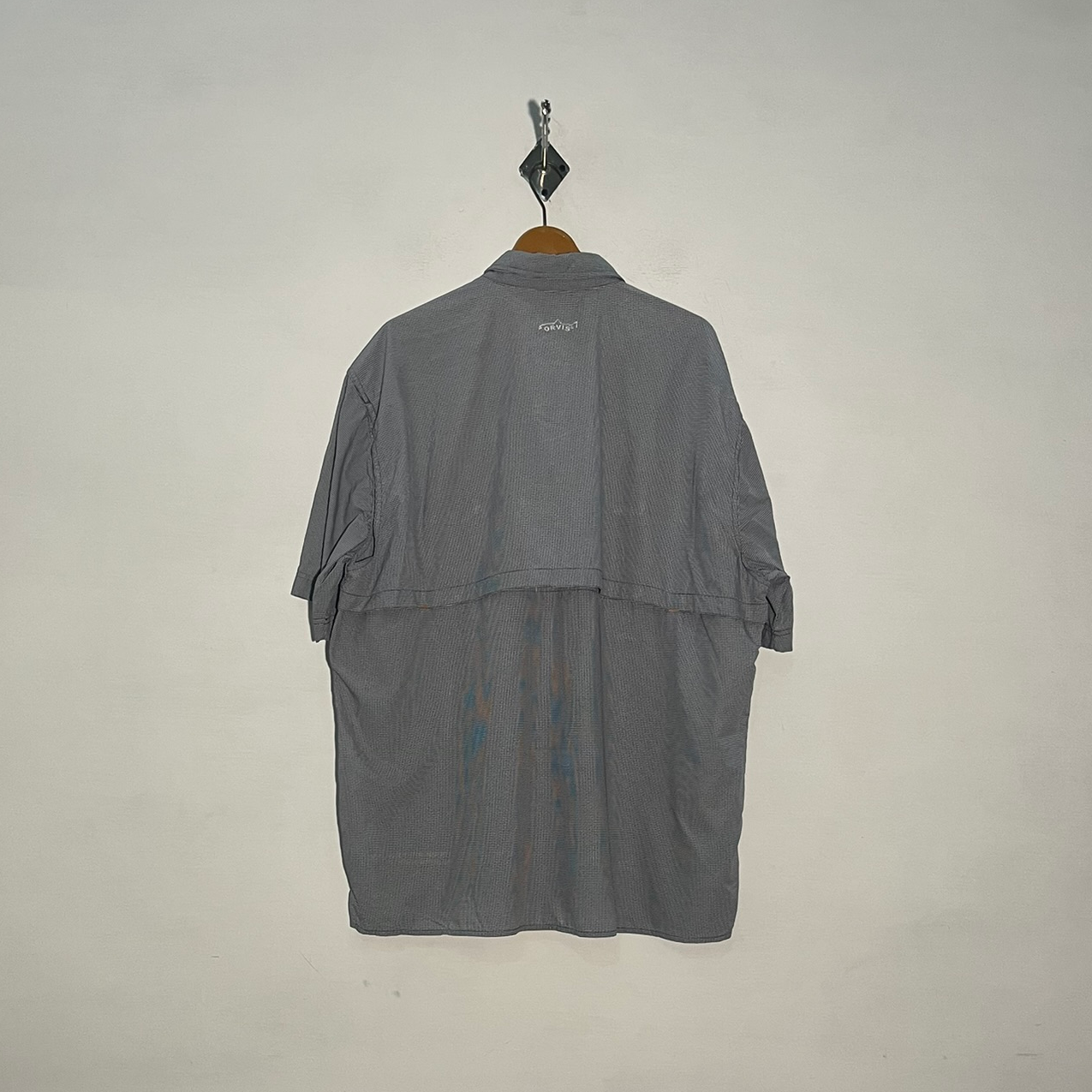 ORVIS Men's Dress Shirt Gray & White Check Preloved #3419
