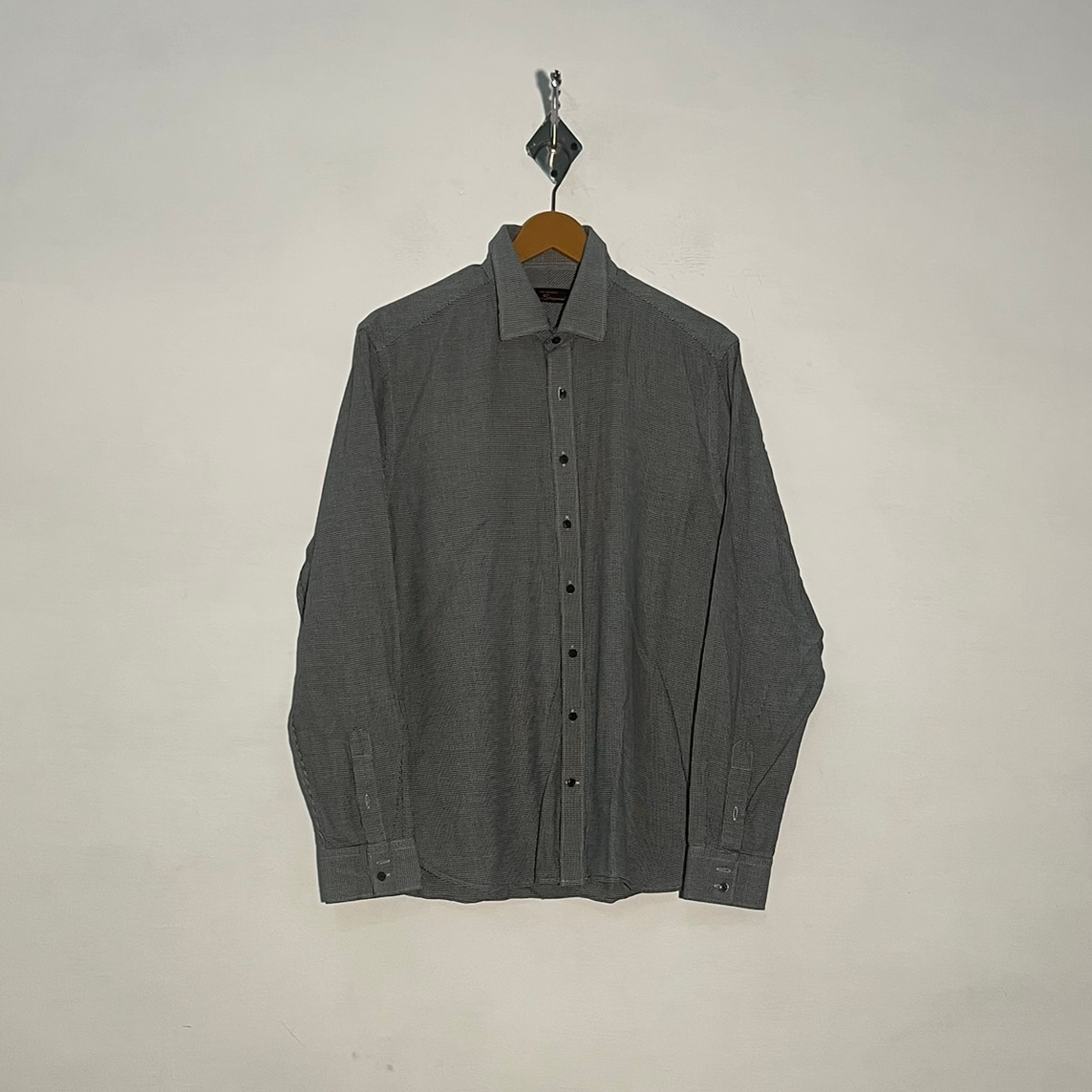 Ben Sherman Men's Dress Shirt Gray White Printed #3416