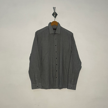 Ben Sherman Men's Dress Shirt Gray White Printed #3416