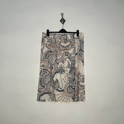 White Dark Blue & Orange Printed Ladies Skirt Preloved #3365