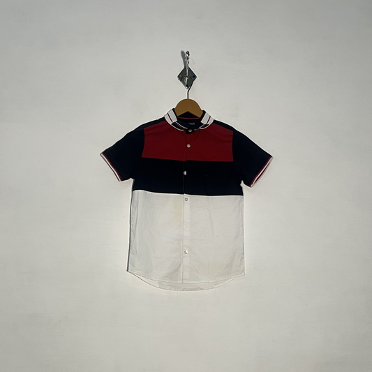 Next Kids White Dark Blue & Red Shirt Preloved #3373