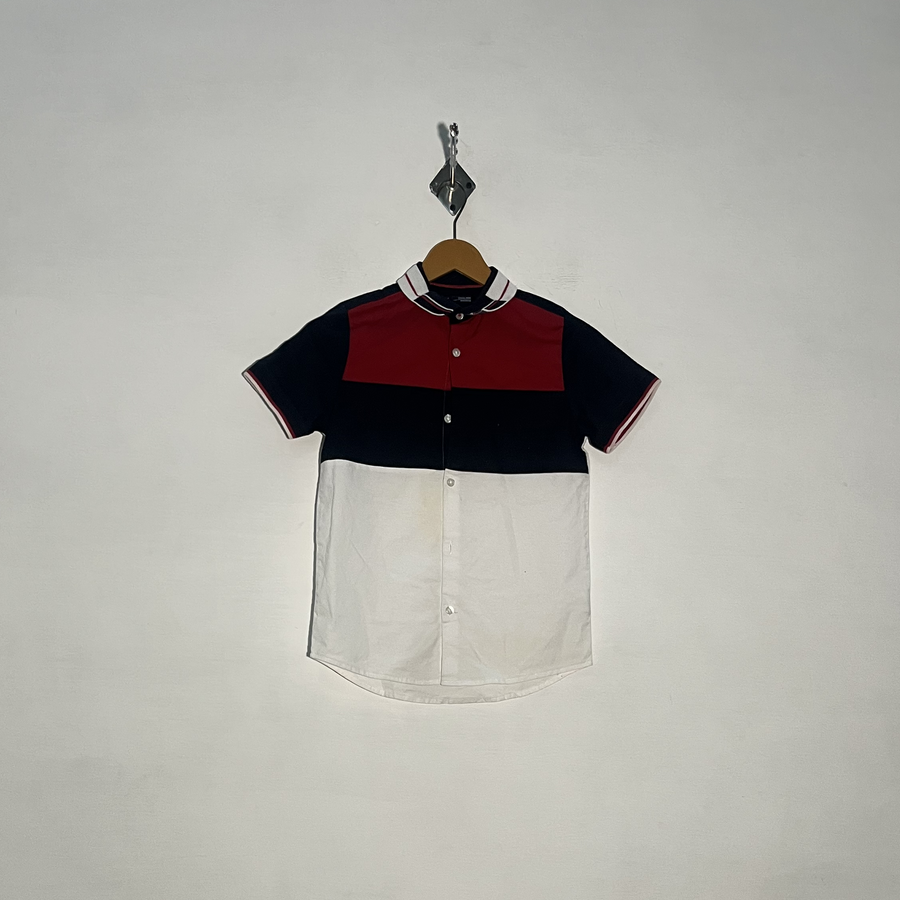 Next Kids White Dark Blue & Red Shirt Preloved #3373
