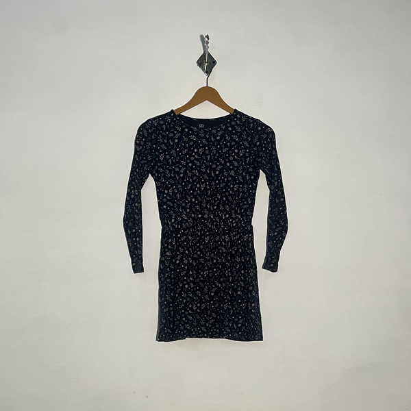 Dark Blue & Pink Floral Kids Frock Preloved #3372