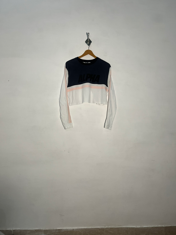 BDG Women Dark Gray White & Baby Pink Crop Top Preloved #3394