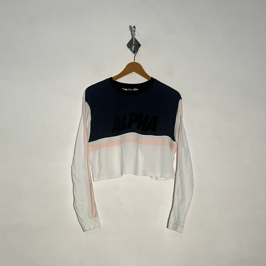 BDG Women Dark Gray White & Baby Pink Crop Top Preloved #3394