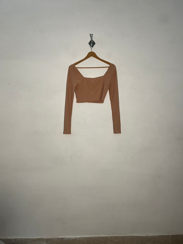 Collusion Women Beige Crop Top Preloved Clothing #3393