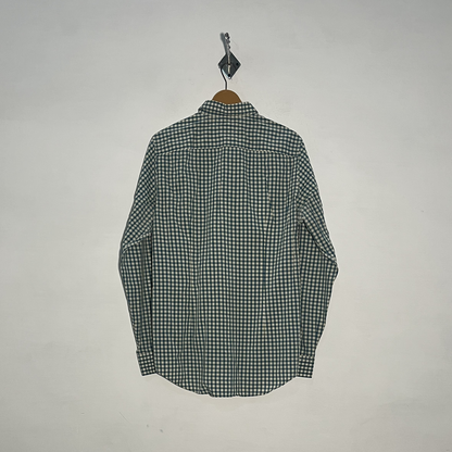 Tommy Hilfiger Men's Dress Shirt Green Off White & Yellow Check Preloved #3455