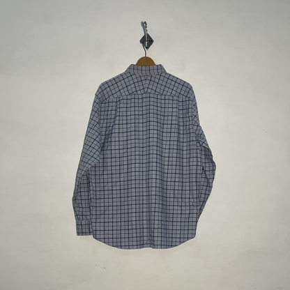 Charles Tyrwhitt Men's Dress Shirt Gray & Dark Blue Check Preloved #3453