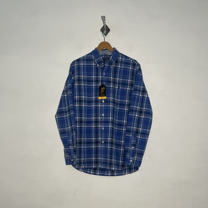 Ralph Lauren Men's Dress Shirt Blue & White Check Preloved #3448