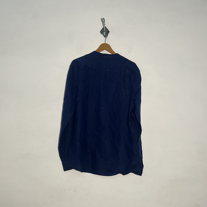 M&S Men's Dress Shirt Dark Blue Preloved #3447