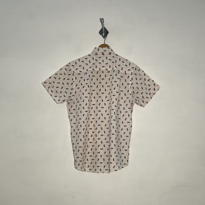 Primark Men's Dress Shirt Baby Pink & Black Pineapple Print Preloved #3445