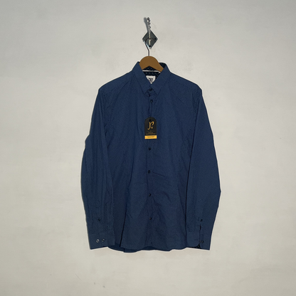 CR7 Men's Dress Shirt Dark Blue Printed Preloved #3444