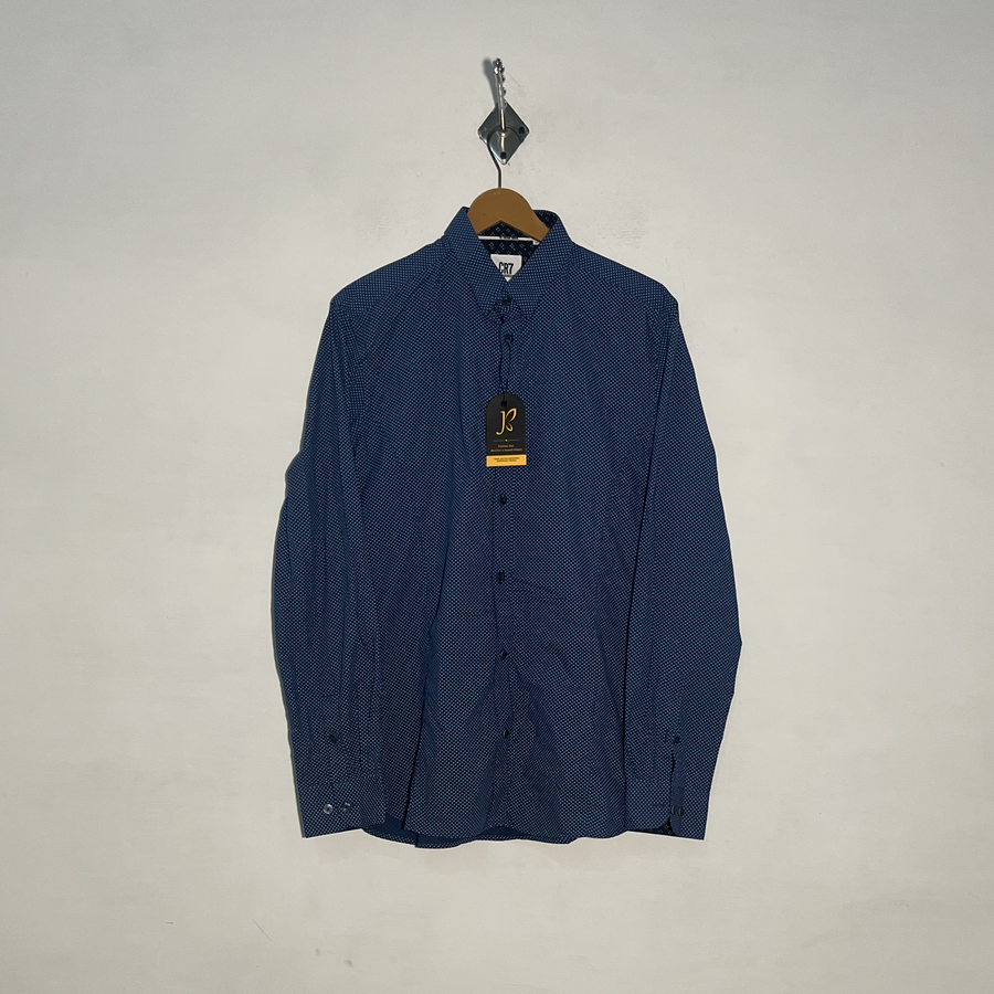 CR7 Men's Dress Shirt Dark Blue Printed Preloved #3444