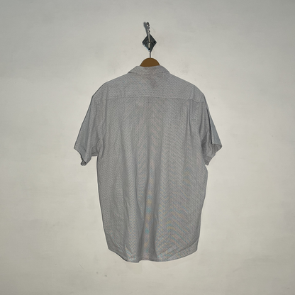 Tommy Hilfiger Men's Dress Shirt Off White & Dark Blue Dotted Preloved #3443