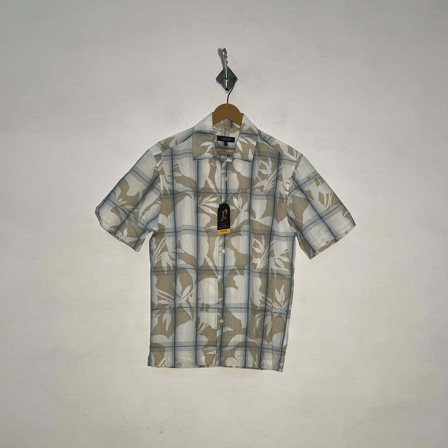 Next Men's Dress Shirt White & Gray Printed Preloved #3442
