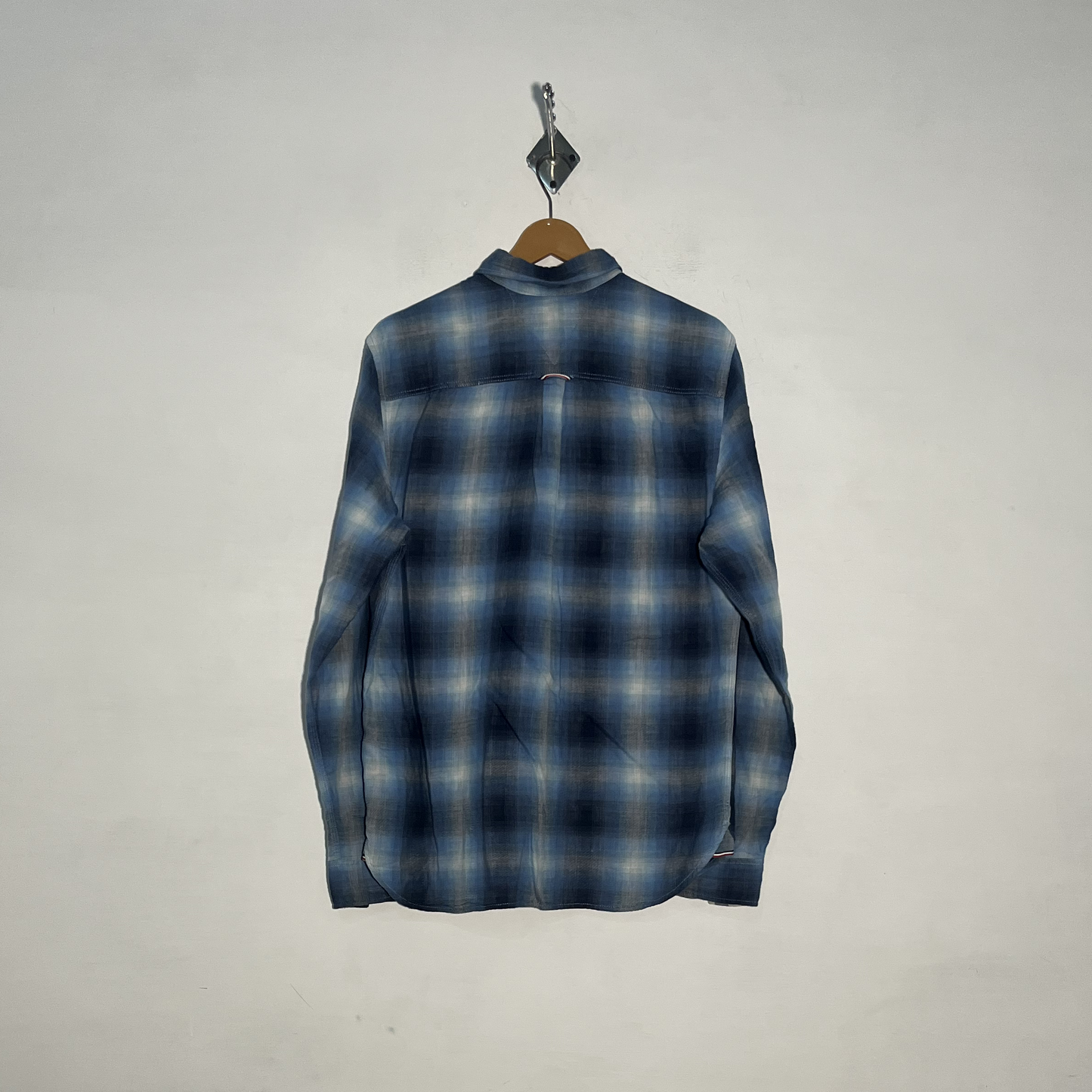 Tommy Jeans Men's Dress Shirt Blue Dark Blue & White Check Preloved #3435