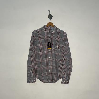 Ben Sherman Men's Dress Shirt Gray Red & Black Check Preloved #3433
