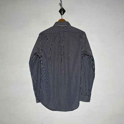 Ralph Lauren Men Dress Shirt Dark Blue White Lining Preloved #3466