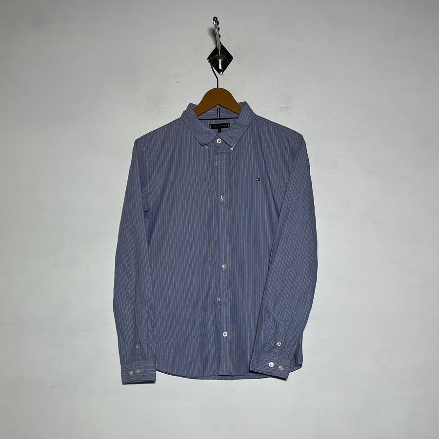 Tommy Hilfiger Men Dress Shirt Light Blue Lining Preloved #3473