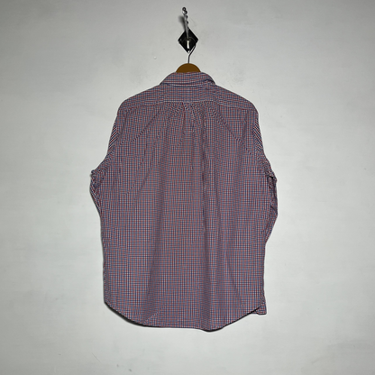 Ralph Lauren Men Dress Shirt Red Dark Blue Check Preloved #3465