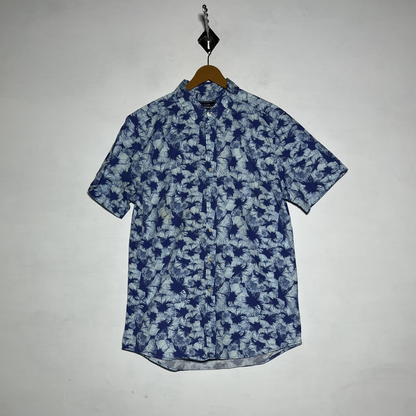 Topman Men Dress Shirt White Blue Floral Preloved #3464