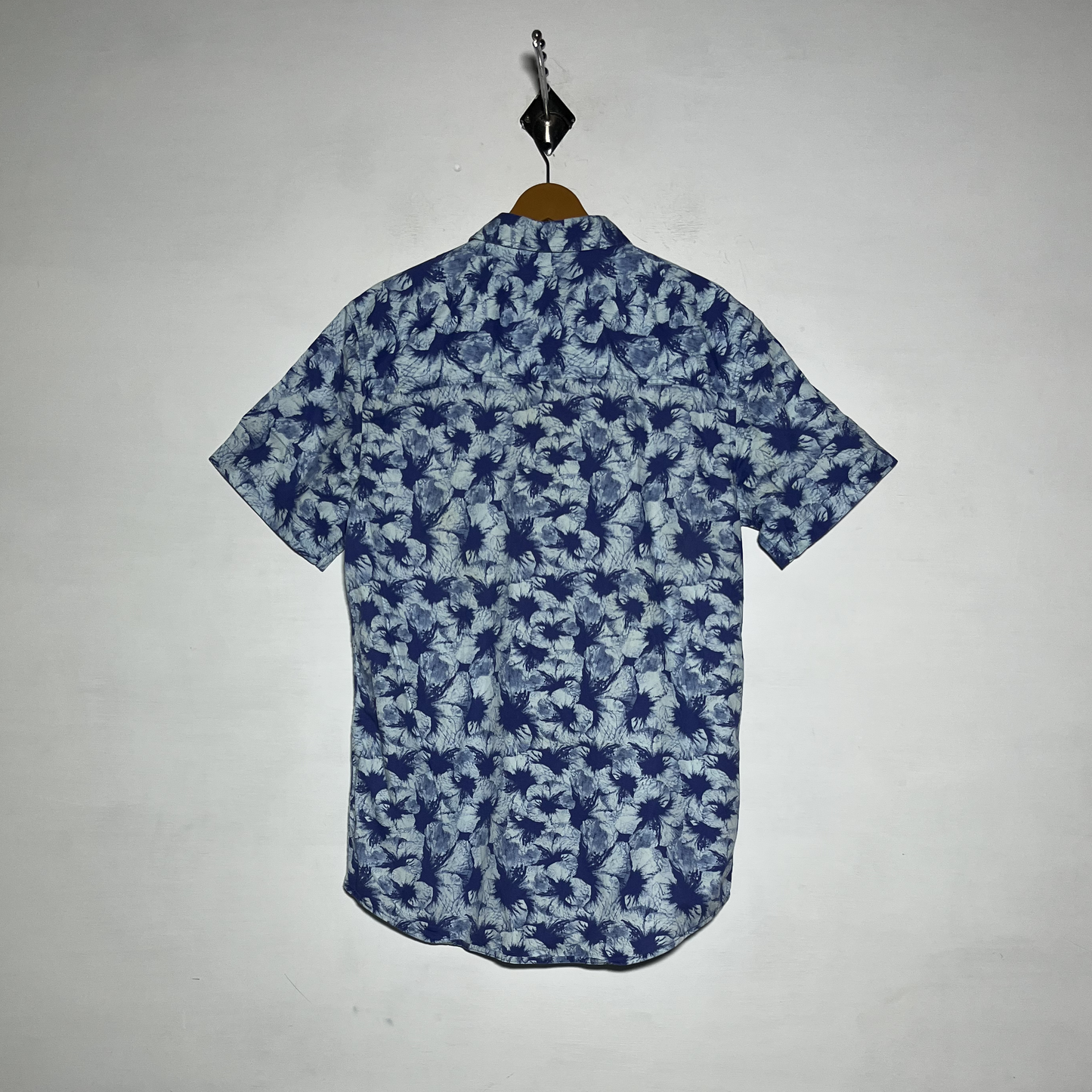 Topman Men Dress Shirt White Blue Floral Preloved #3464