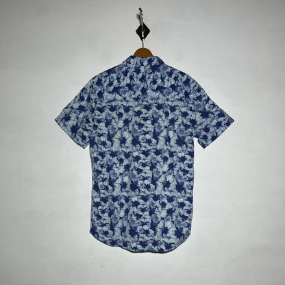 Topman Men Dress Shirt White Blue Floral Preloved #3464