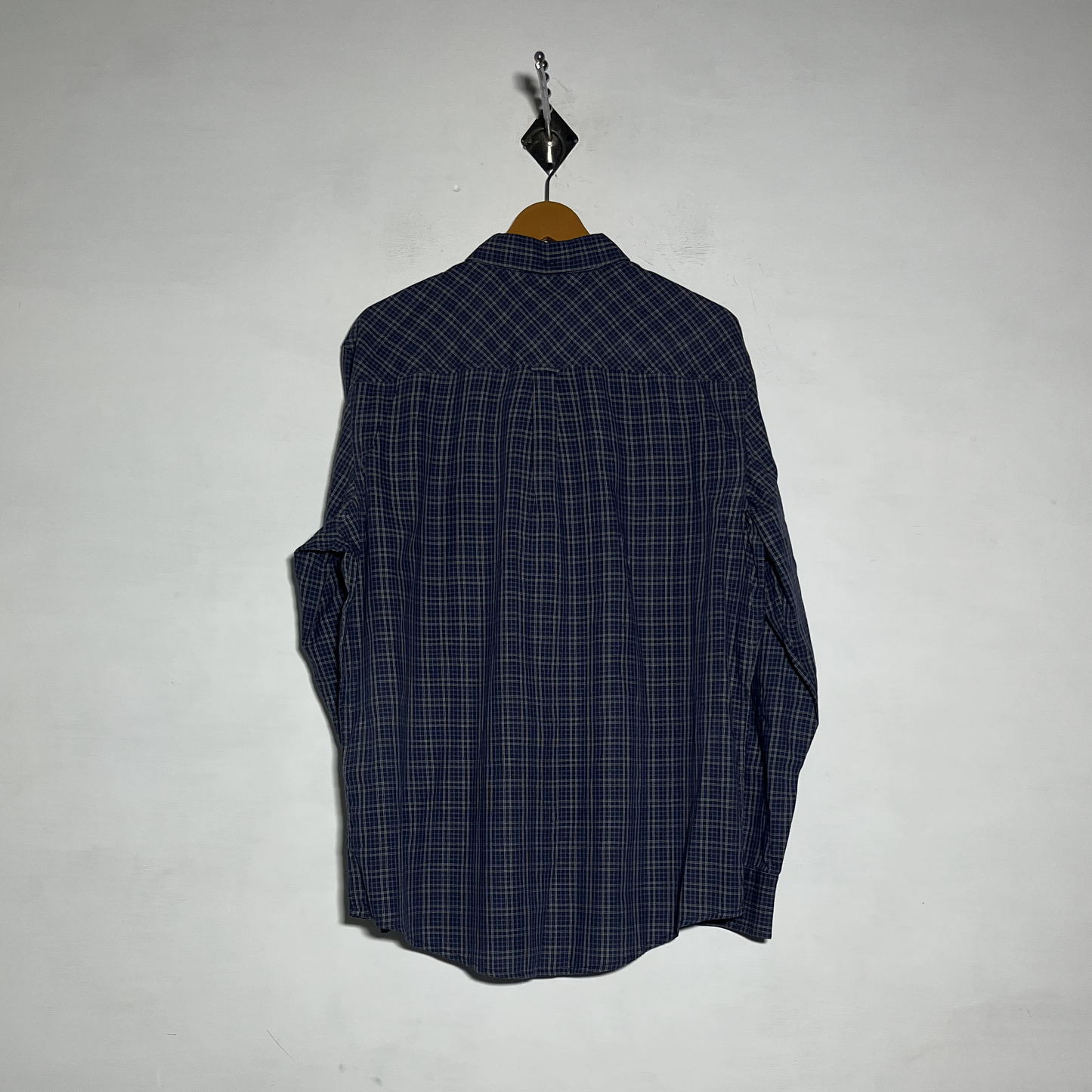 Ben Sherman Men Dress Shirt Dark Blue Check Preloved #3463