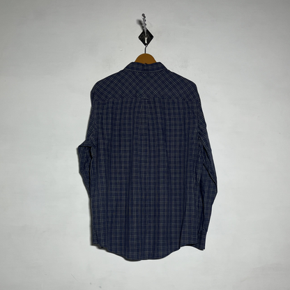 Ben Sherman Men Dress Shirt Dark Blue Check Preloved #3463