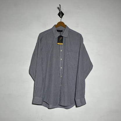 Christian Dior Men Dress Shirt White Gray Check Preloved #3458