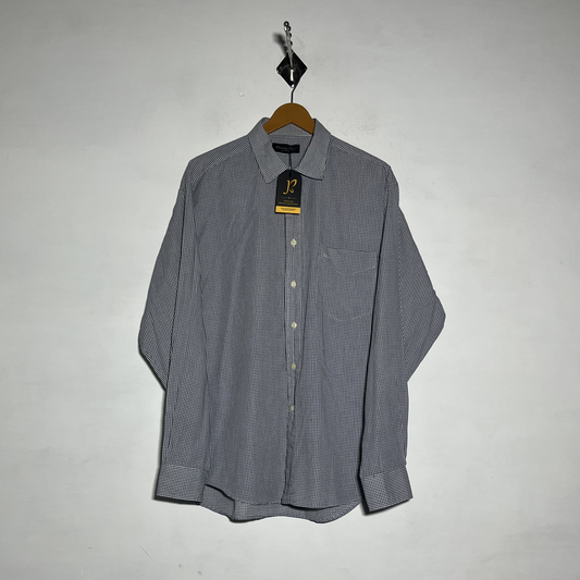 Christian Dior Men Dress Shirt White Gray Check Preloved #3458