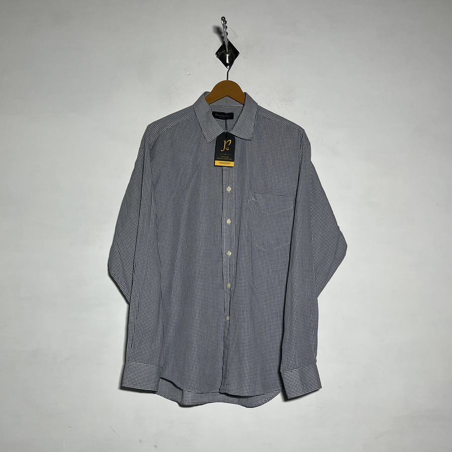 Christian Dior Men Dress Shirt White Gray Check Preloved #3458