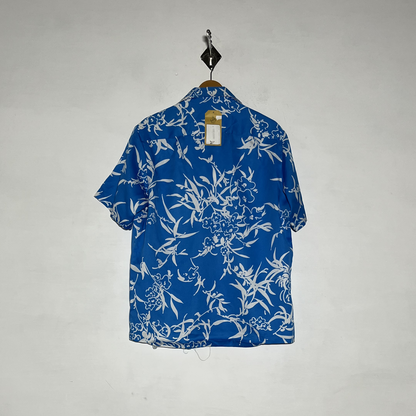 Diamond Head Casual Men Dress Shirt Preloved Blue & White Floral #3477