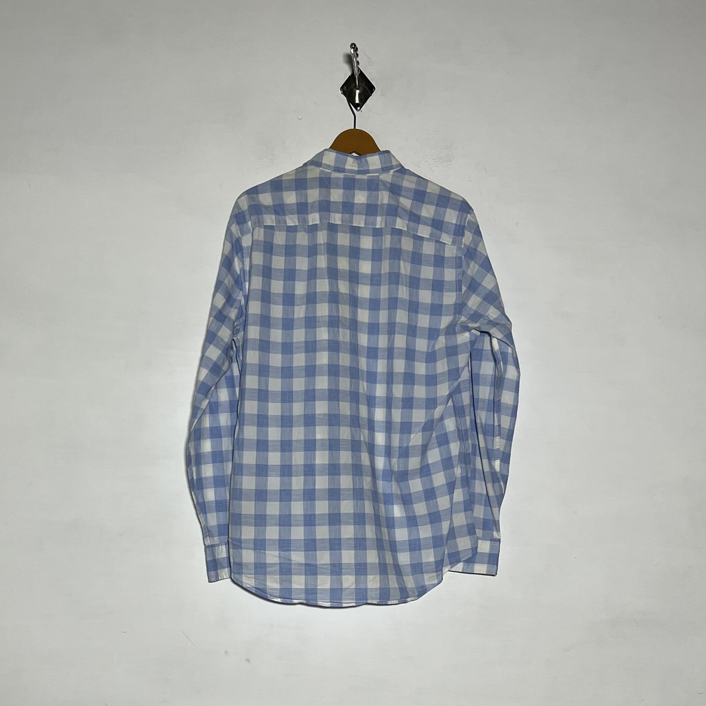 Tommy Hilfiger Men Dress Shirt Preloved Sky Blue & White Check #3475