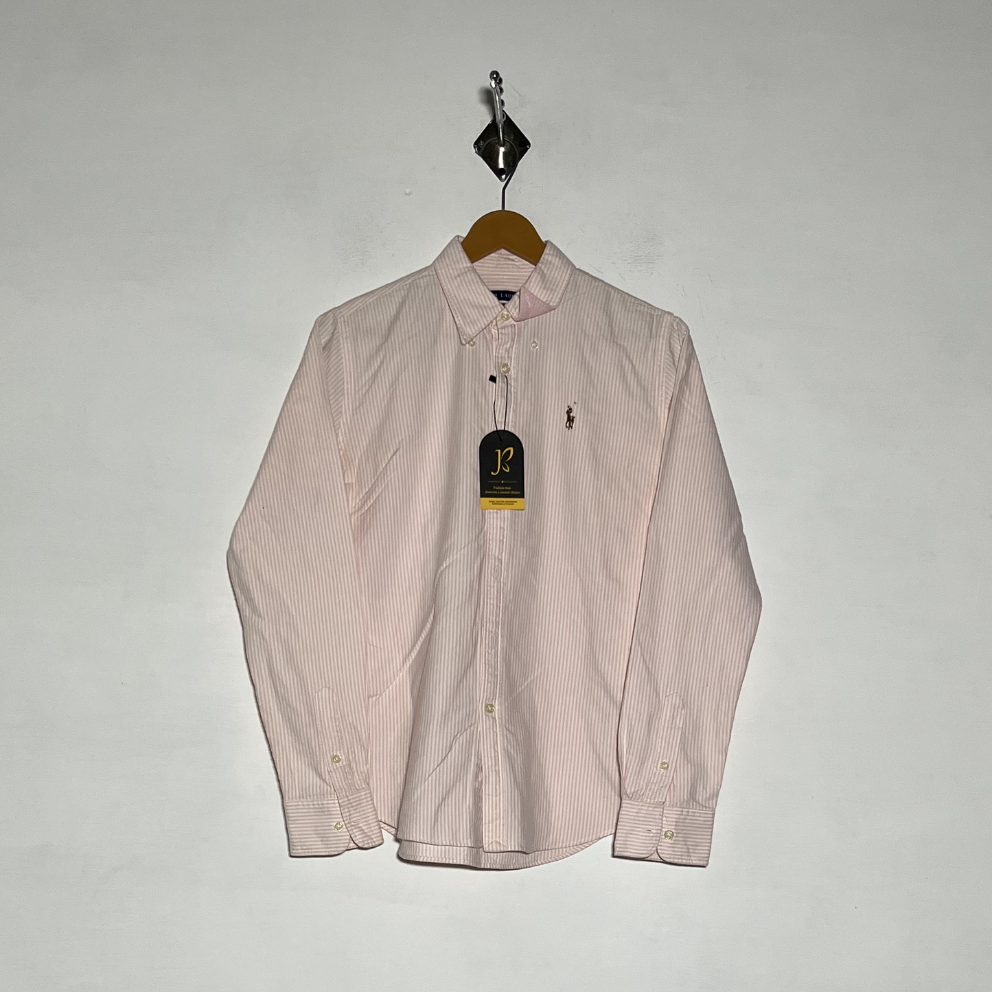 Ralph Lauren Men Dress Shirt Preloved Baby Pink & White #3472