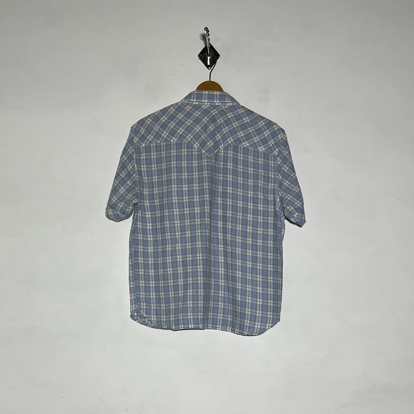 Levi Strauss Men Dress Shirt Preloved Sky Blue & White Check #3466