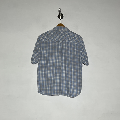 Levi Strauss Men Dress Shirt Preloved Sky Blue & White Check #3466