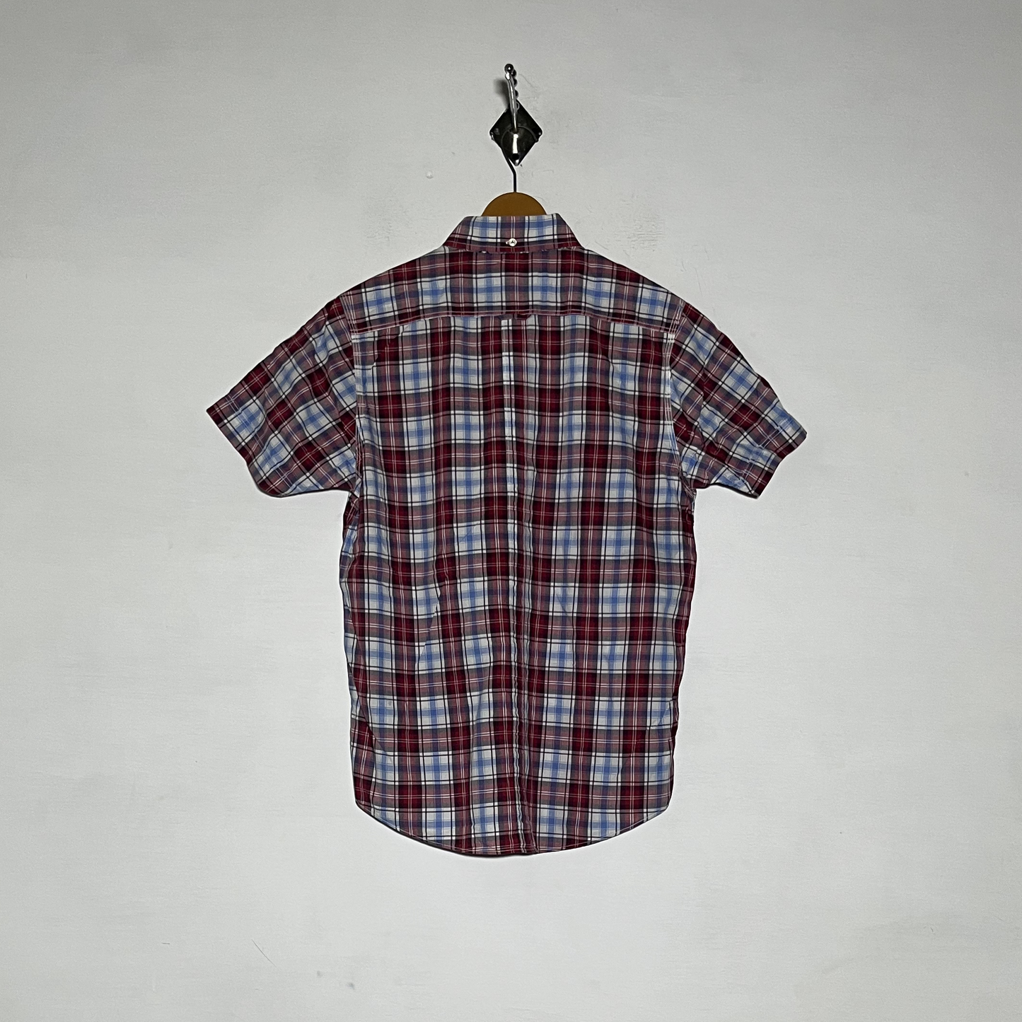 Ben Sherman Men Dress Shirt Preloved Red & White Check #3462