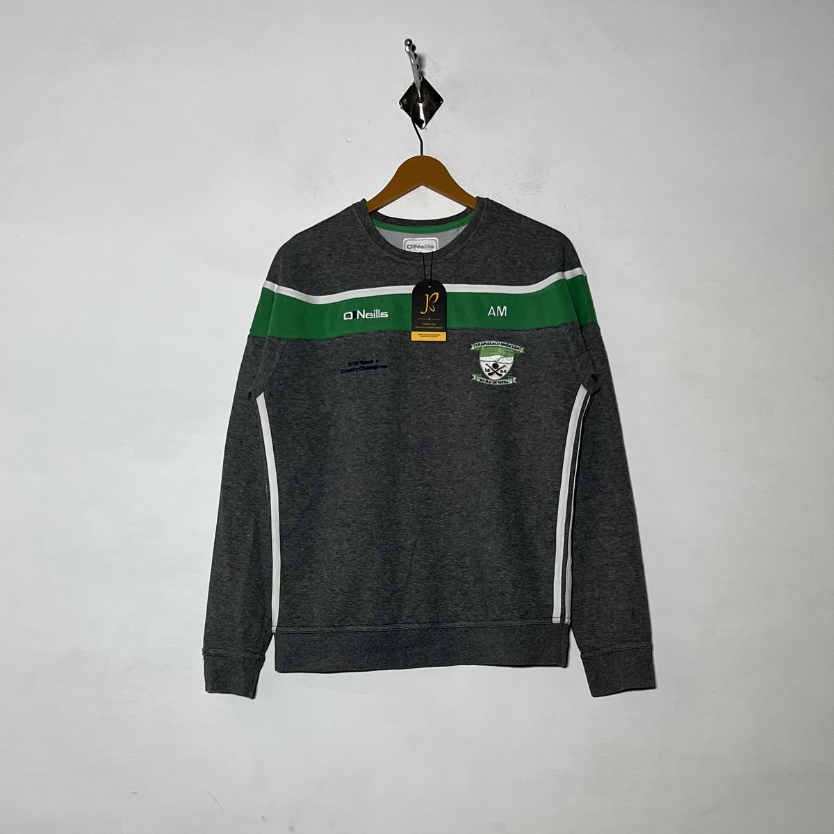 O'Neills Men's Sweatshirt Gray and Green White Preloved #3501
