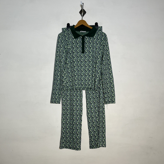 Zara Parrot Green & White Printed Night Suit Preloved #3521
