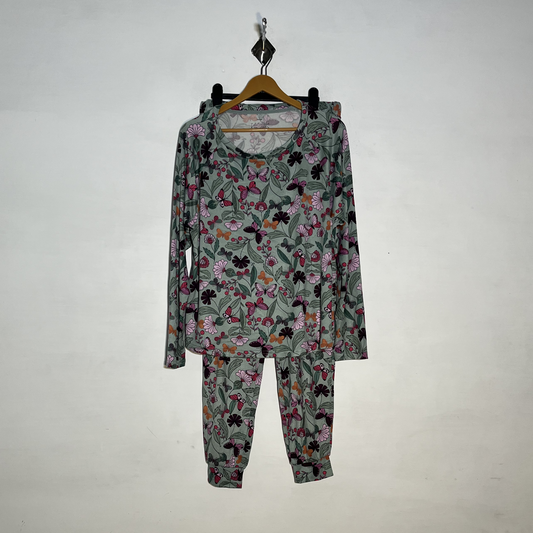 Nutmeg Sea Green Floral Night Suit Preloved #3520