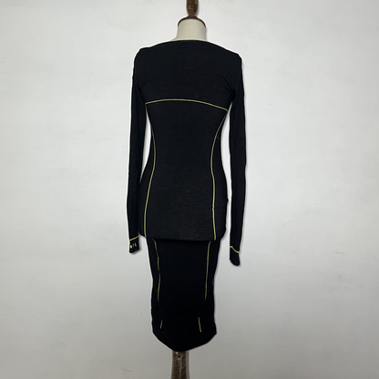 Black and Gray Parrot Green Bodycon Preloved Clothing #3600