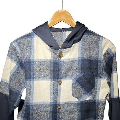 White and Dark Blue Check Kids #1468