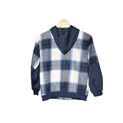 White and Dark Blue Check Kids #1468