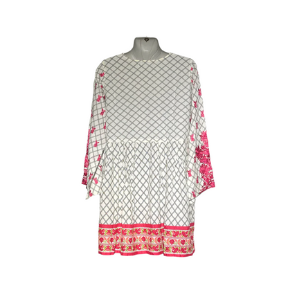 Khaadi White & Pink Embroidered Angrakha Kurta #104