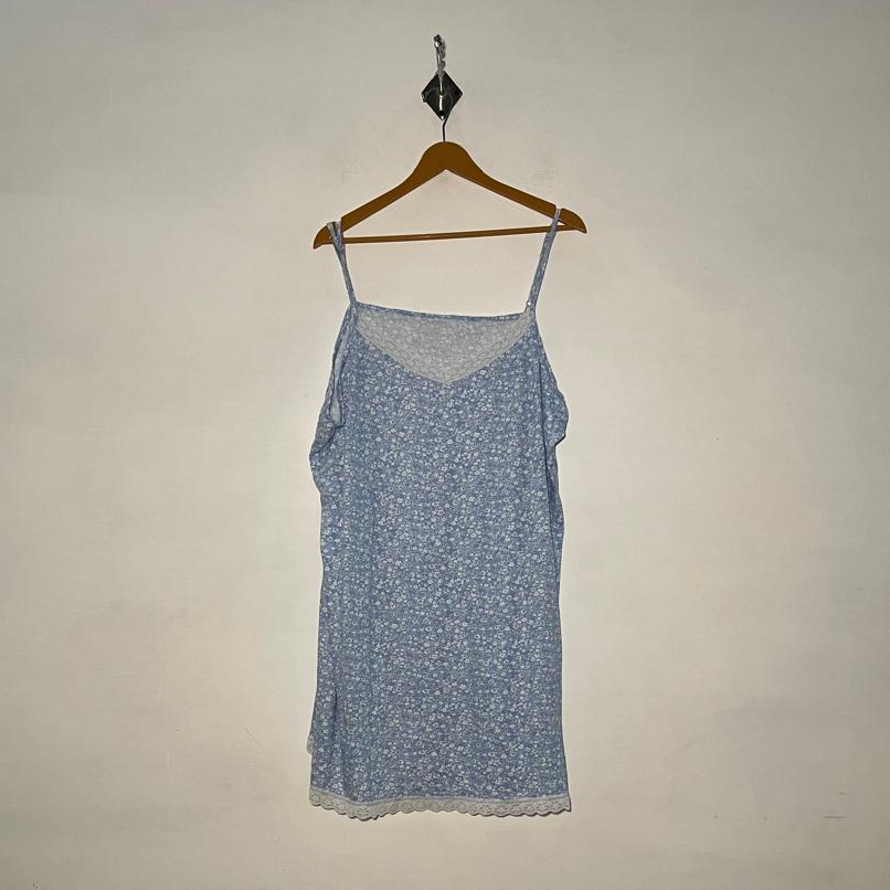 Sky Blue and White Floral Women's Maxi Dress #3009