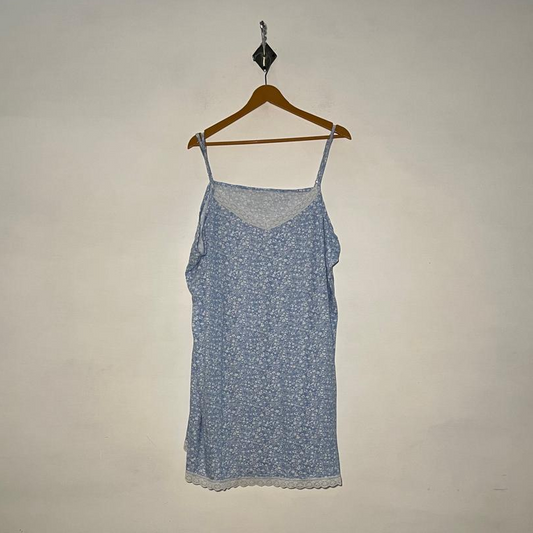 Sky Blue and White Floral Women's Maxi Dress #3009