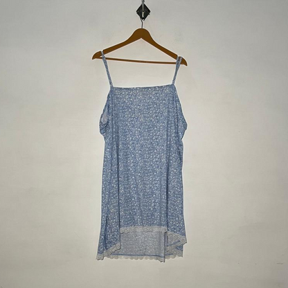 Sky Blue and White Floral Women's Maxi Dress #3009