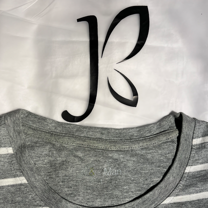 M&S Grey & White Striped T-Shirt #005